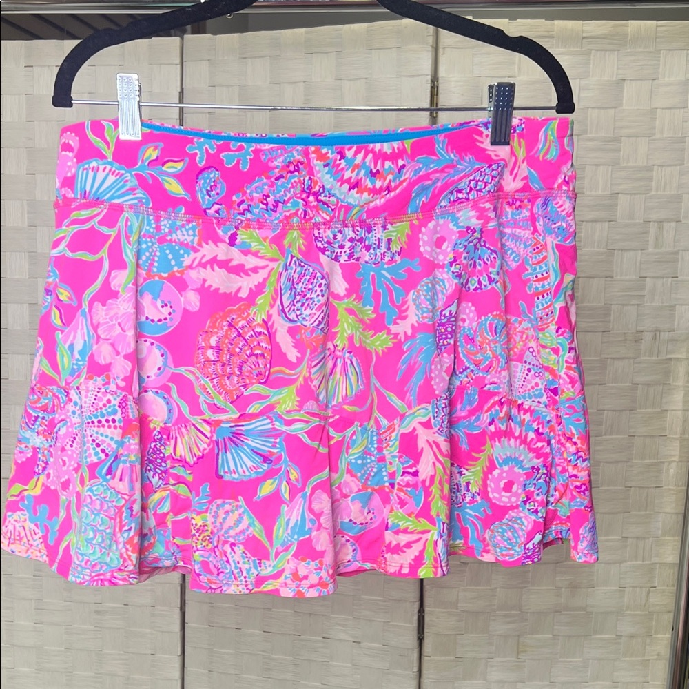 Lilly Pulitzer Luxletic Pink Tropical Print Skort Tennis Golf Athletic Size L